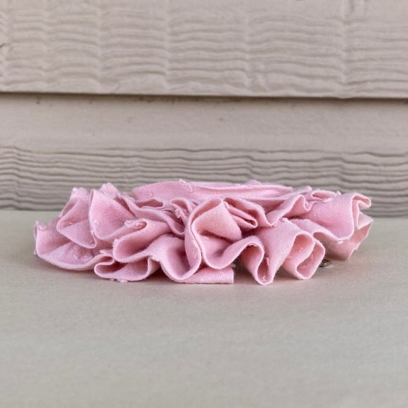 Handmade pink swiss dot flower clip, pink hair flower clip, purse accessory, - Picture 3 of 4